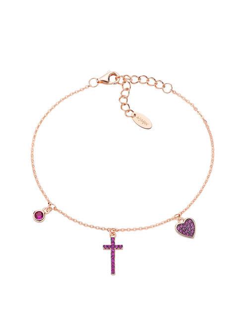 AMEN PREGA E AMA LUXURY Bracciale in argento croce rose - Bracciali Donna