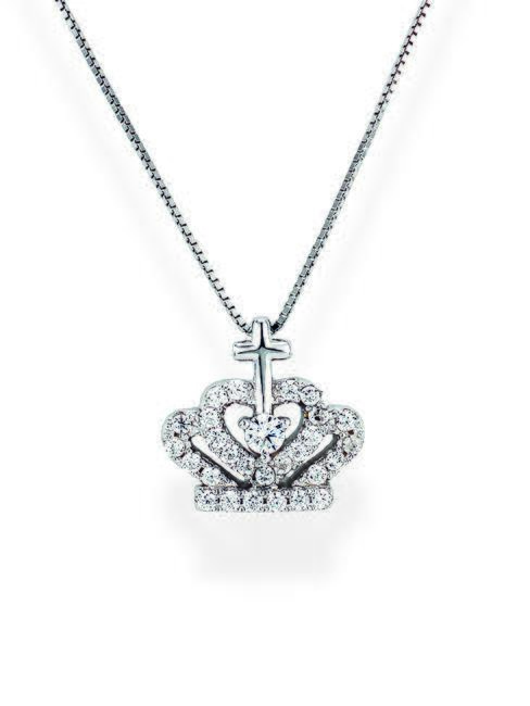 AMEN DIAMONDS Collana in argento con corona e zirconi rodio - Collane
