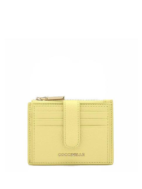 COCCINELLE METALLIC SOFT Portafoglio piatto pelle martellata lime wash - Portafogli Donna
