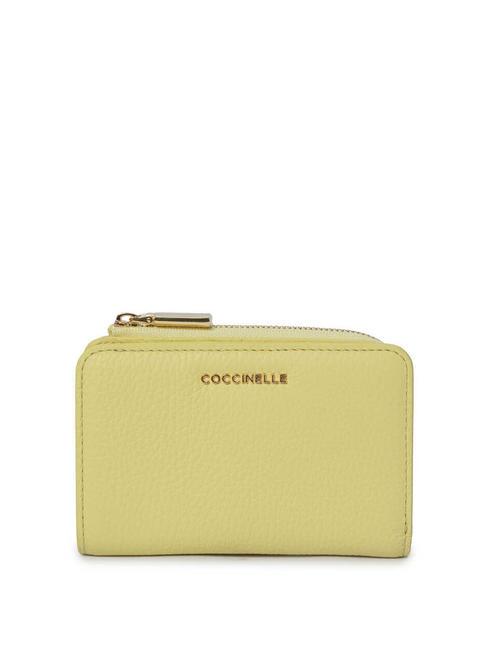 COCCINELLE METALLIC SOFT Small wallet in textured leather lime wash - Portafogli Donna