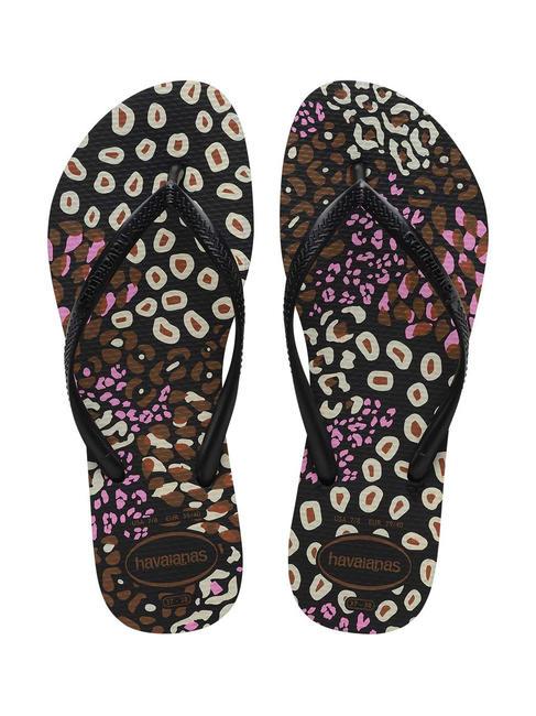 HAVAIANAS SLIM ANIMALS Infradito black/pink lemonade - Scarpe Donna