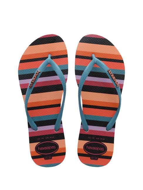 HAVAIANAS SLIM PATCHWORK Infradito beige straw/blue - Scarpe Donna