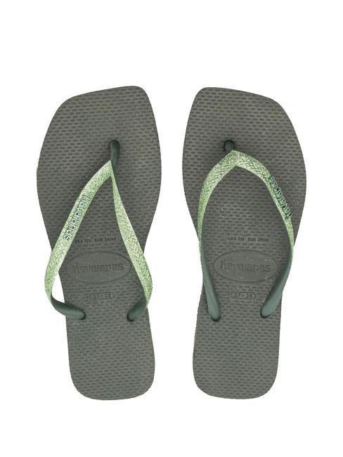 HAVAIANAS SQUARE GLITTER Sandali infradito olivegreen - Scarpe Donna
