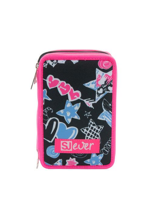 SJGANG EVER Astuccio 3 zip con kit scuola Nero - Astucci e Accessori