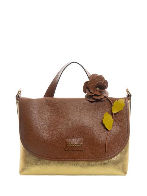 BRACCIALINI SARA Borsa cartelletta in pelle marrone/oro - Borse Donna