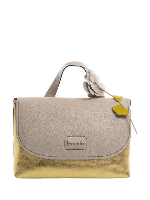 BRACCIALINI SARA Borsa cartelletta in pelle cipria/oro - Borse Donna