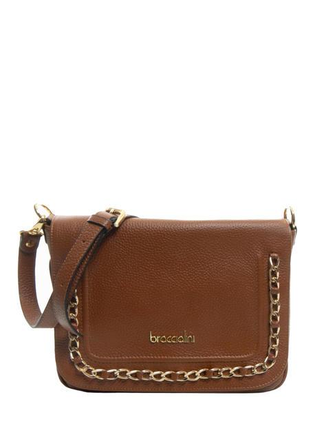BRACCIALINI NORA Borsa a tracolla in pelle con flap marrone - Borse Donna
