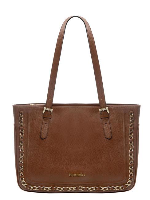 BRACCIALINI NORA Borsa shopping in pelle marrone - Borse Donna