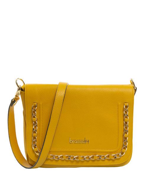 BRACCIALINI NORA Borsa a tracolla in pelle con flap giallo - Borse Donna