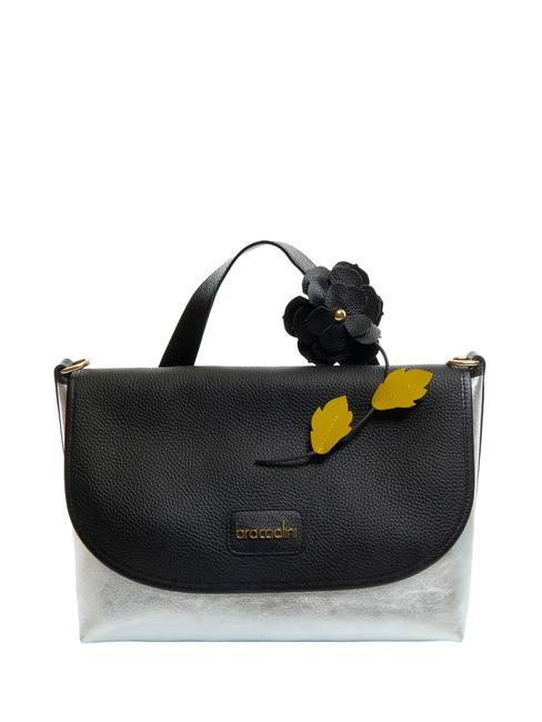 BRACCIALINI SARA Borsa cartelletta in pelle nero/argento - Borse Donna