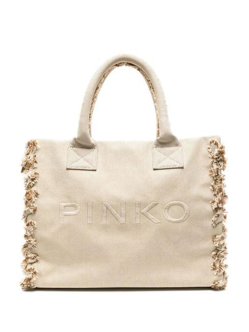 PINKO BEACH Borsa in canvas riciclato sabbia/ecru-antique gold - Borse Donna