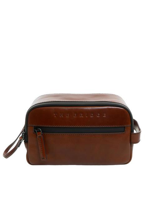 THE BRIDGE DAMIANO Beauty pochette in pelle Marrone/Rutenio                - Beauty Case
