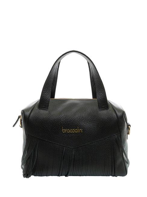 BRACCIALINI SANDRA Borsa bauletto in pelle con frange nero - Borse Donna