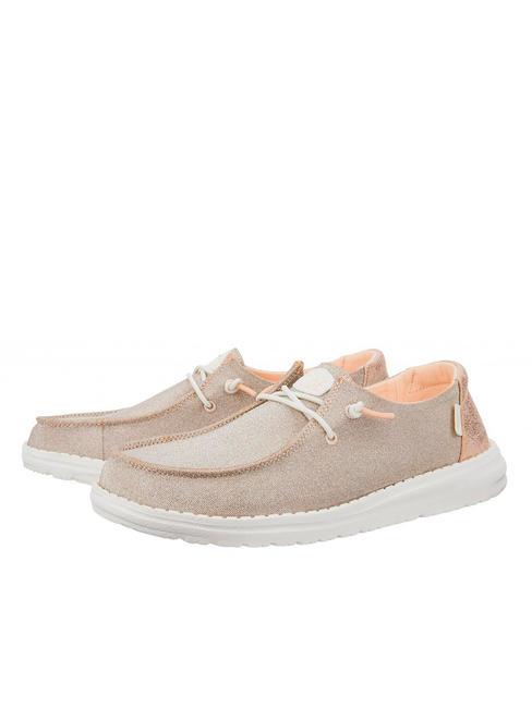 HEY DUDE WENDY METALLIC SPARKLE Scarpa easy on in tessuto glitterato rose gold - Scarpe Donna
