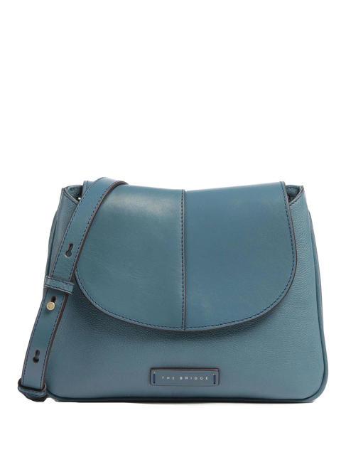 THE BRIDGE ELISABETTA Borsa con flap a spalla in pelle sky with gold - Borse Donna