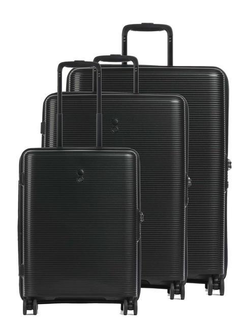 ECHOLAC FORZA Set 3 trolley: cabin+medio+grande espandibili black - Set Trolley