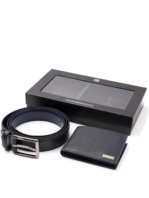 ROCCOBAROCCO GIFT BOX Cintura + Portafoglio in Pelle navy - Portafogli Uomo