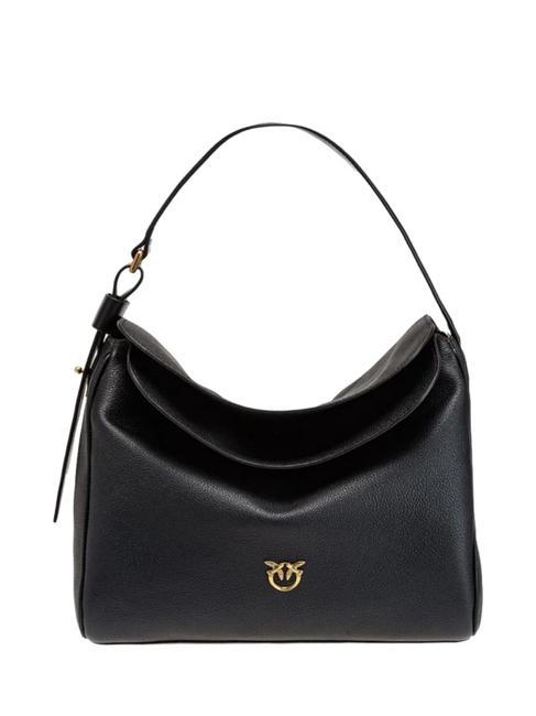 PINKO LEAF Borsa a spalla in pelle nero-antique gold - Borse Donna