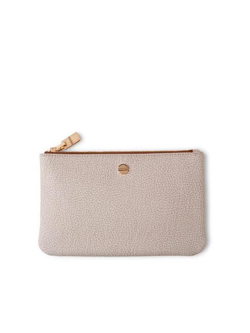 BORBONESE VITE COATED Bustina in tessuto goffrato sabbia - Bustine & Necessaire