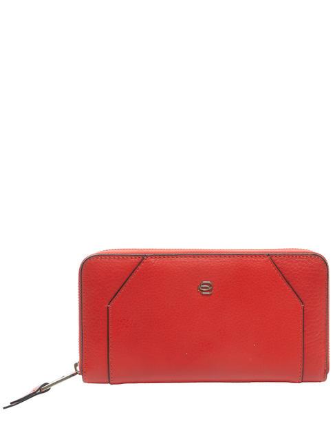 PIQUADRO MUSE Portafoglio grande in pelle zip around ROSSO - Portafogli Donna