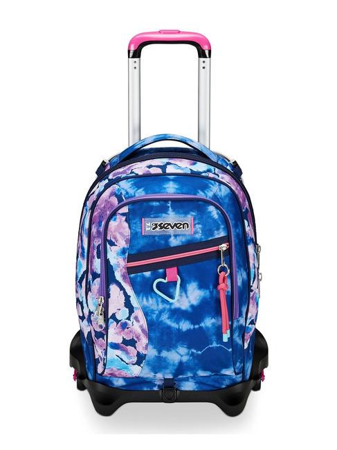 SEVEN CUSTOM CLOUD Zaino trolley 3 ruote BLUE PRINT           - Zaini con carrello