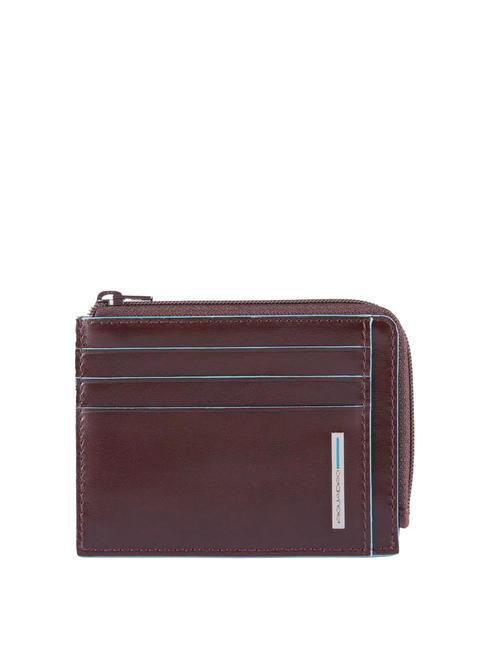 PIQUADRO BLUE SQUARE  Portacard in pelle, con zip MOGANO - Portafogli Donna