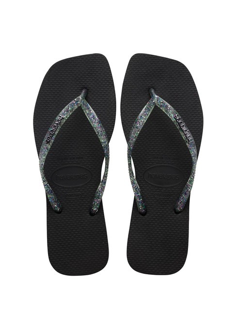 HAVAIANAS SQUARE LOGO Infradito black/silver - Scarpe Donna