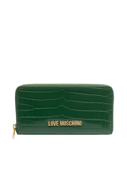 LOVE MOSCHINO SHINY CROCO Portafoglio grande zip around verde - Portafogli Donna