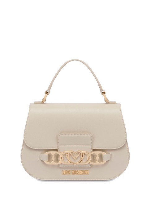 LOVE MOSCHINO HEART CHAIN Borsa a mano con tracolla avorio - Borse Donna