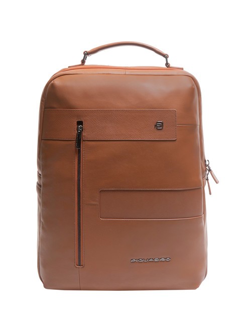 PIQUADRO SMART Zaino cartella in pelle porta pc 15.6" CUOIO - Zaini da lavoro porta PC