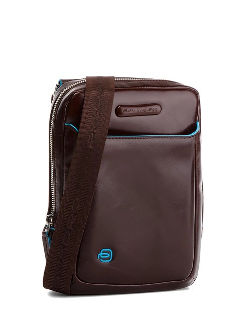 PIQUADRO Borsello BLUE SQUARE, porta tablet, in pelle MOGANO - Tracolle Uomo