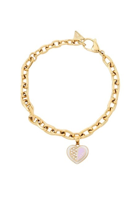 GUESS LOVELY GUESS Bracciale charm cuore yellow gold/lilac - Bracciali Donna