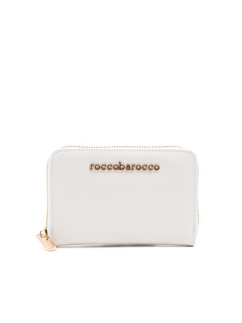 ROCCOBAROCCO LOGO METALLICO Portafoglio medio zip around off white - Portafogli Donna