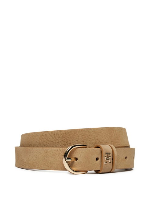 TOMMY HILFIGER ESSENTIAL EFFORTLESS Cintura Made in Italy in pelle safari canvas - Cinture