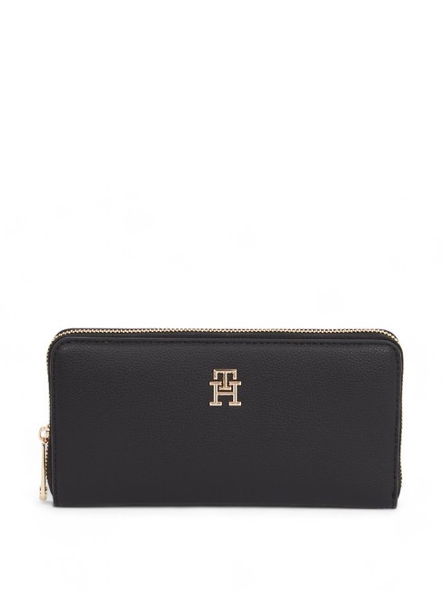 TOMMY HILFIGER TH SOFT LOGOTAPE Portafoglio zip around black - Portafogli Donna