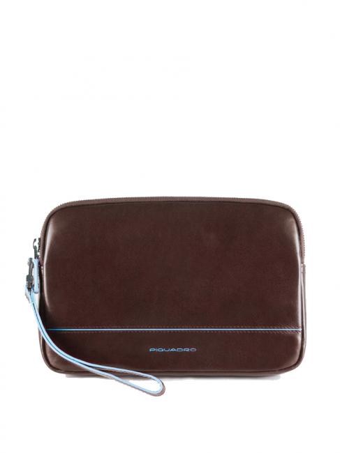PIQUADRO BLUE SQUARE Pochette in pelle con polsierina MOGANO - Tracolle Uomo