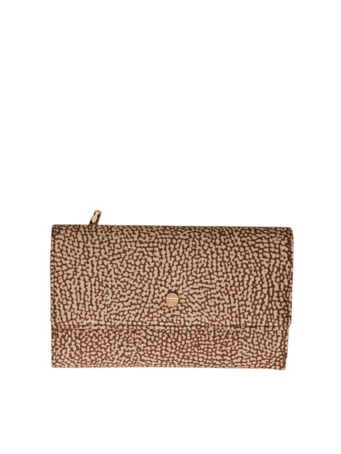 BORBONESE CLASSICA MEDIUM Portafoglio in tessuto riciclato e pelle beige brown - Portafogli Donna