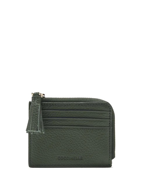 COCCINELLE TASSEL Porta carte con zip in pelle martellata alga - Portafogli Donna