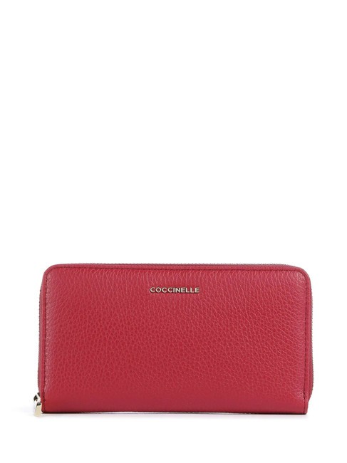 COCCINELLE METALLIC SOFT Portafoglio zip pelle martellata sangria - Portafogli Donna