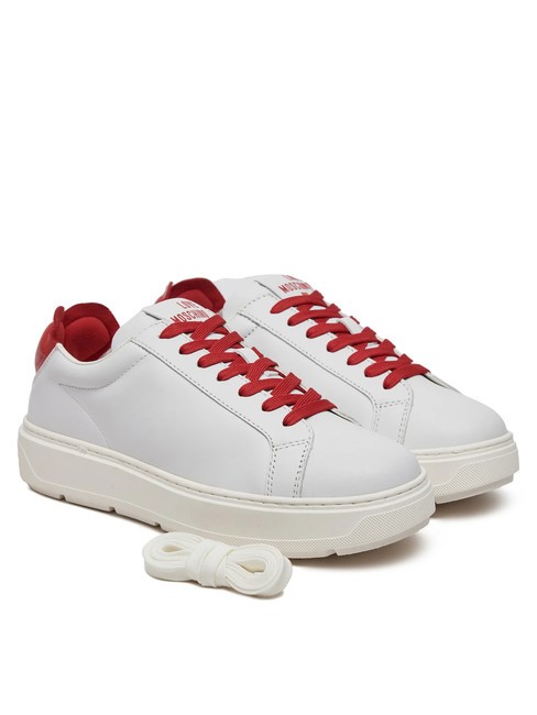 LOVE MOSCHINO BOLD 40 Sneakers in pelle bianco/rosso - Scarpe Donna