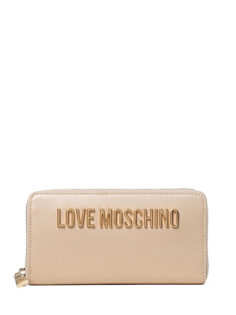 LOVE MOSCHINO LOGO LETTERING Portafoglio zip around gold - Portafogli Donna