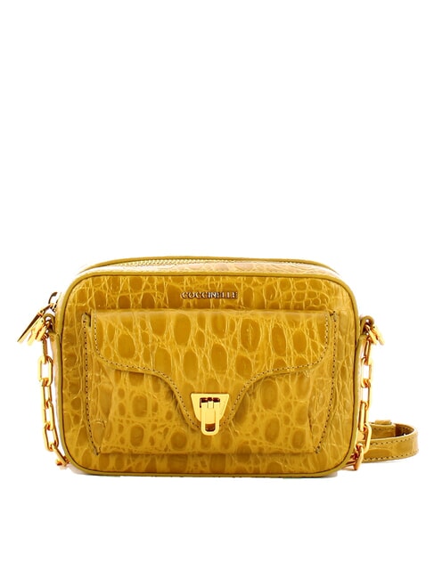 COCCINELLE BEAT CAIMAN Borsa camera case in pelle stampata citronella - Borse Donna