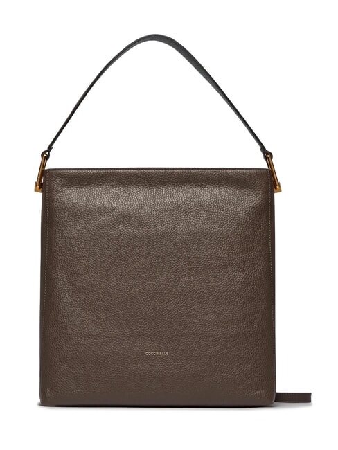 COCCINELLE ANNIE ROSE Borsa sacca in morbida pelle coffee/kale green - Borse Donna