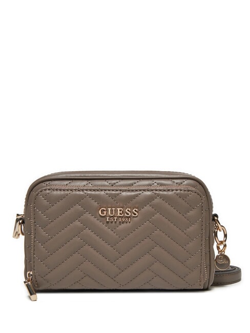 GUESS ANNING Borsa camera case trapuntata dark taupe - Borse Donna