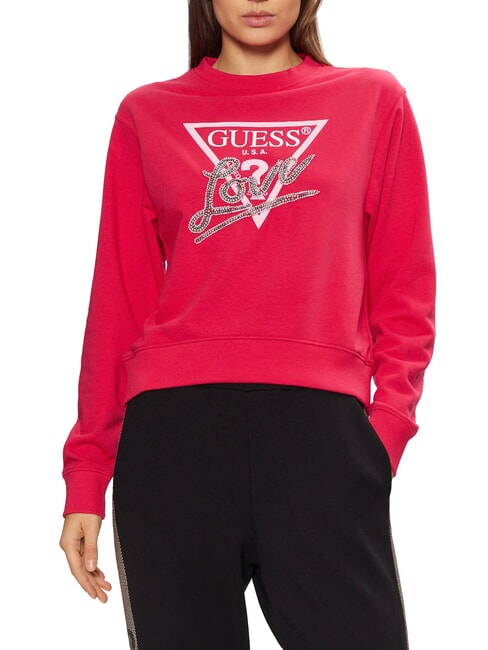GUESS LOVE TRIANGLE Felpa wild red - Felpe Donna