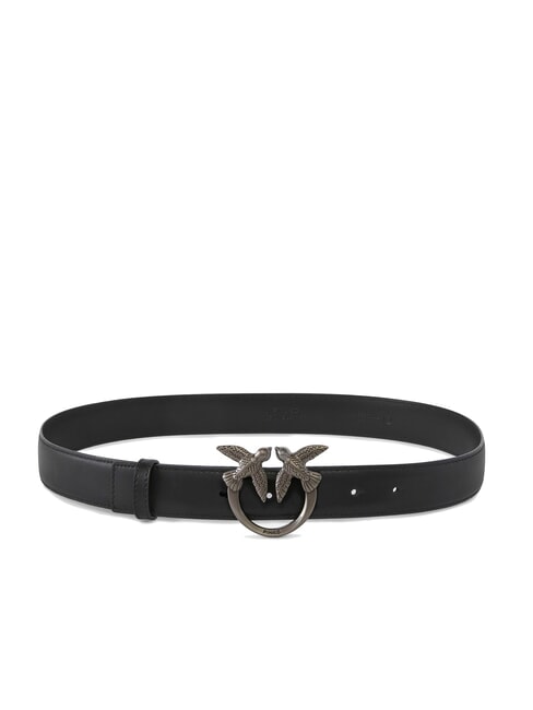 PINKO LOVE BERRY Cintura in pelle nero-old silver - Cinture