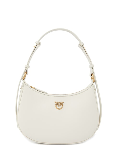 PINKO HALF MOON Borsa a spalla in pelle bianco seta-antique gold - Borse Donna