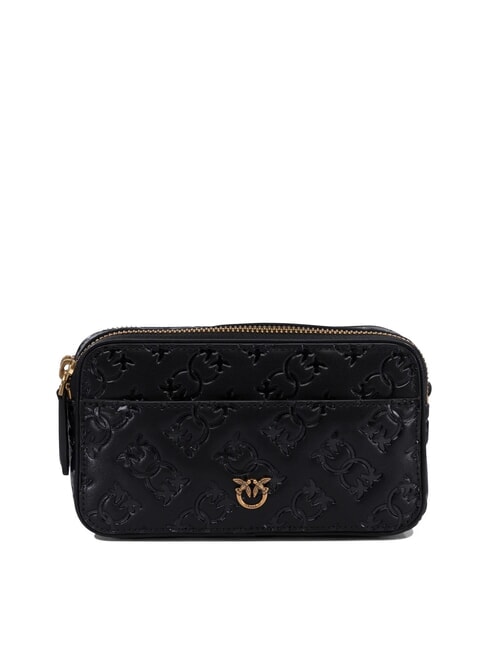 PINKO EMBOSSED LOGO Borsa camera case a tracolla nero-antique gold - Borse Donna