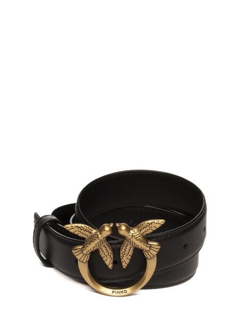 PINKO LOVE BERRY  Cintura reversibile in pelle nero-antique gold - Cinture