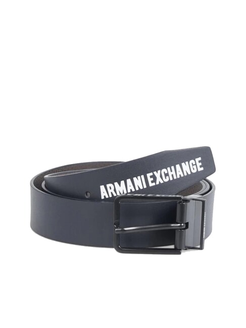 ARMANI EXCHANGE A|X DOUBLE Cintura in pelle stampa logo navy/dark brown - Cinture